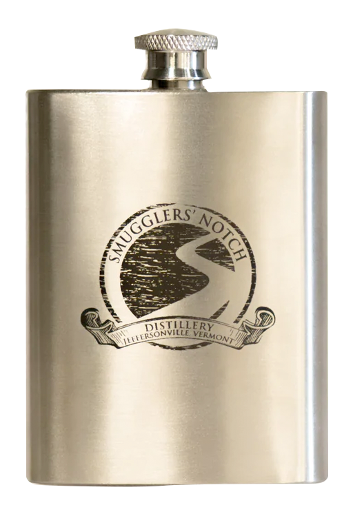 Classic Stainless Steel Flask with Vintage Logo, 4 oz